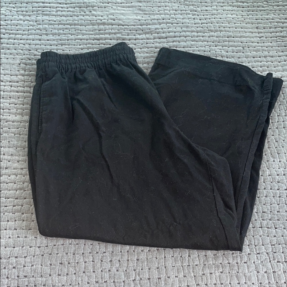 flowy black wide leg linen pants